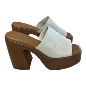 ALDO Maysee Cream Open Toe Platform Heeled Mules Size 6.5